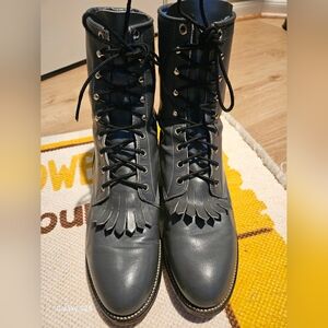 Gray Lace-Up  Boots Justin  Mens/Womans Lace-Up Style 502 Size 8.5